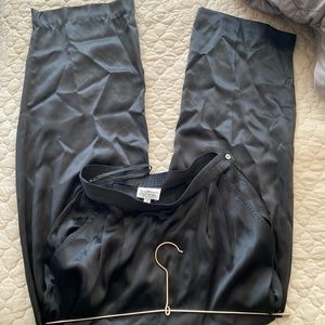 Black silk flowy pants